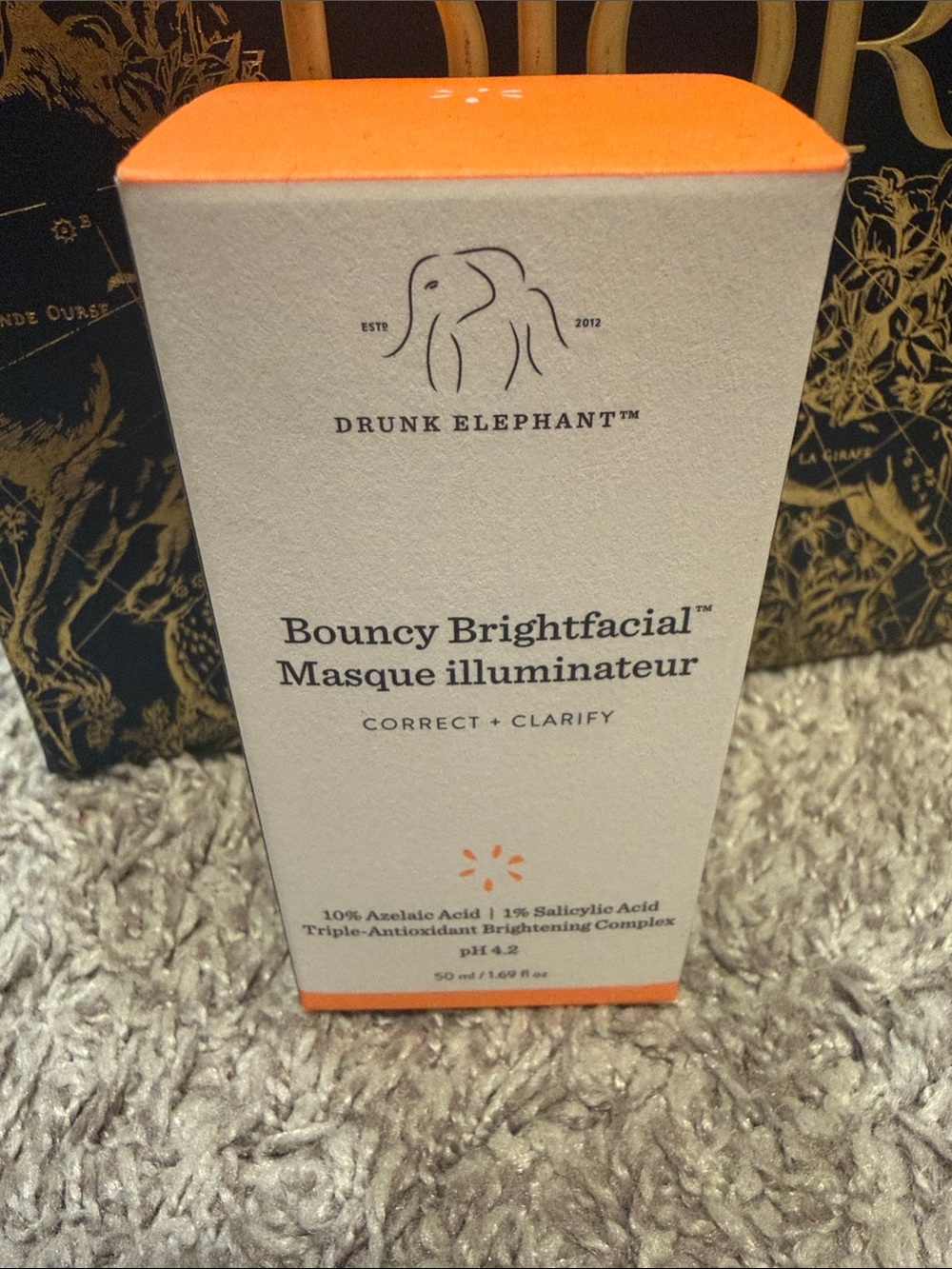 Drunk Elephant Bouncy Brightfacial Mask - White & Orange Accents